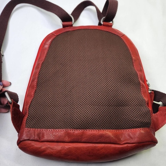Jack Georges American Brand Leather Backpack Voyager Style Red Backpack Purse - Picture 6 of 12
